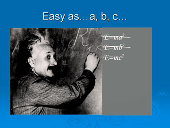 Einstein discovering his famous equation